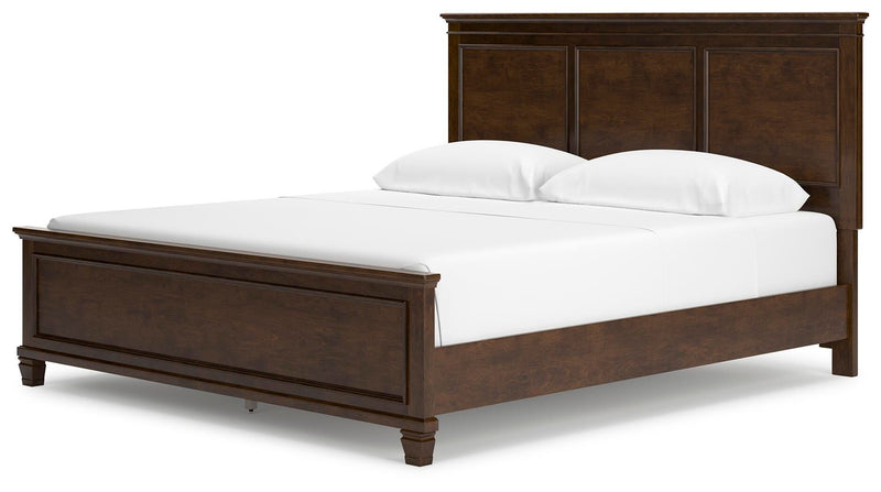 Ashley Furniture Danabrin Bed with a sturdy wooden frame and elegant design, shown from an angled view.