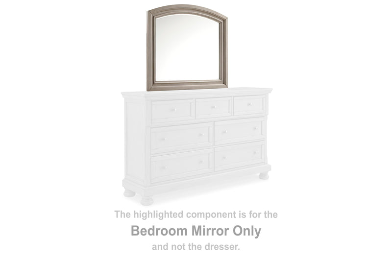 Ashley Furniture Lettner bedroom mirror with a sleek, rectangular design and a polished wood frame.