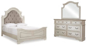 Ashley Furniture Realyn bedroom set with a modern bed frame, matching nightstands, and a coordinated dresser in a stylish bedroom.