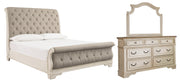 Ashley Furniture Realyn bedroom set with a wooden bed frame, matching nightstands, and stylish bedroom furniture in a cozy bedroom setting.