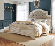 Ashley Furniture Realyn bedroom set with a modern bed frame, matching nightstands, and coordinated bedroom furniture.