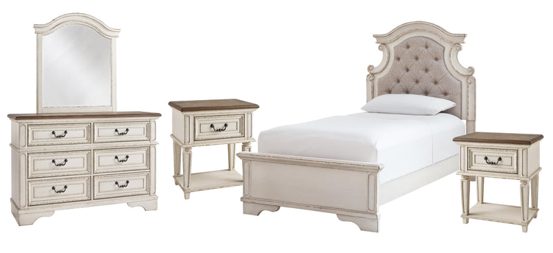 Ashley Furniture Realyn bedroom set with a modern bed frame, matching nightstands, and stylish bedroom decor.