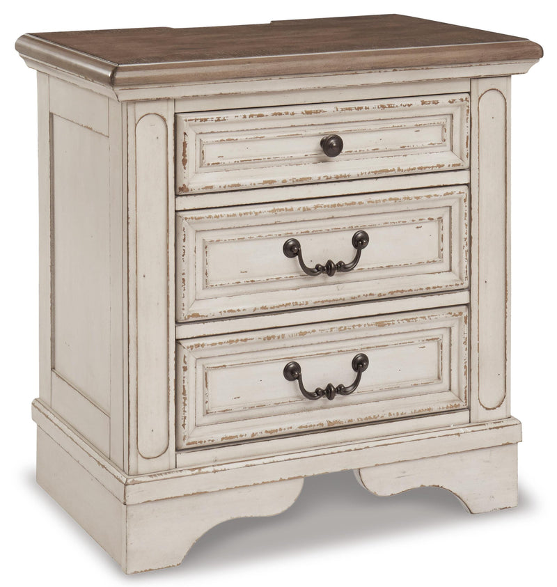 Ashley Furniture Realyn bedroom set with a stylish bed, matching nightstands, and coordinating bedroom furniture in an elegant design.