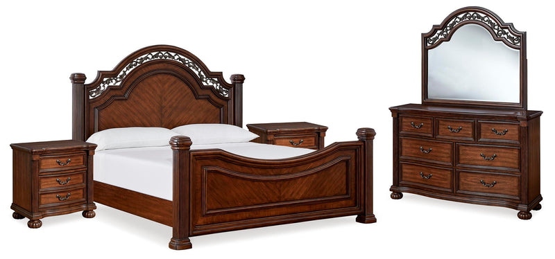 Ashley Furniture Lavinton bedroom set featuring a spacious bed, matching nightstands, and elegant bedroom decor in a modern style.