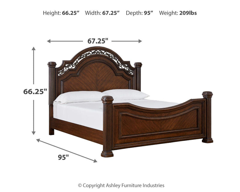 Ashley Furniture Lavinton bedroom set with a modern bed frame, matching nightstands, and dresser in a stylish bedroom setup.