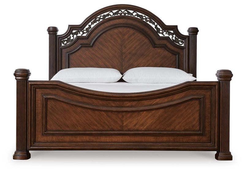 Ashley Furniture Lavinton bedroom set featuring a bed with a headboard, nightstands, and matching furniture in a modern design.