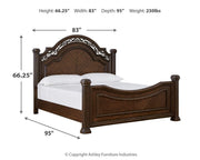Ashley Furniture Lavinton bedroom set includes a bed frame, nightstands, and dresser with classic wood finish.