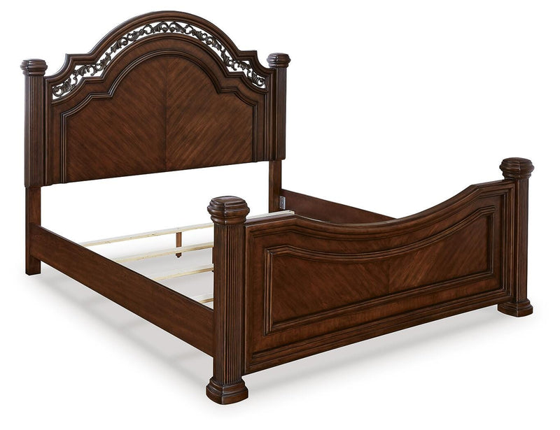 Ashley Furniture Lavinton bedroom set with a modern bed frame, nightstands, and matching dresser in a stylish bedroom scene.