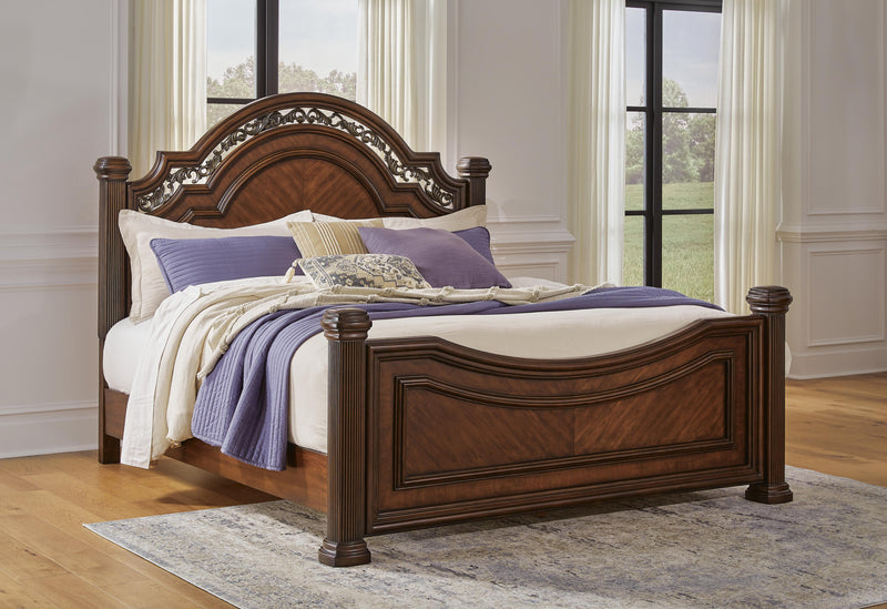 Ashley Furniture Lavinton bedroom set with a complete bed frame, nightstands, and dresser in a modern, elegant design.