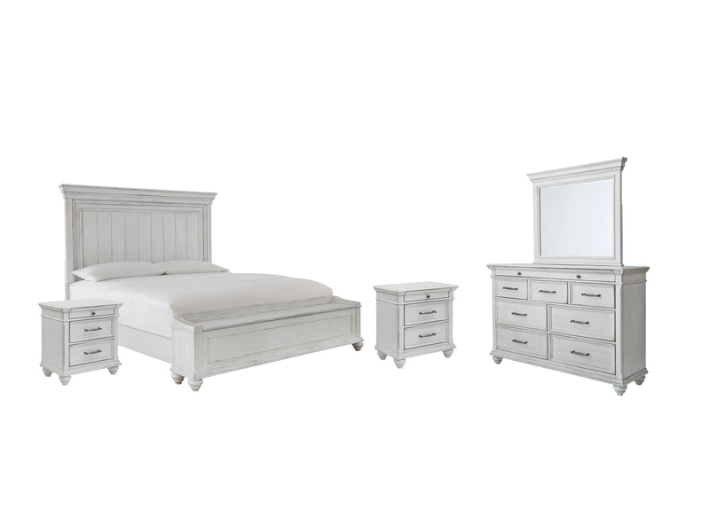Ashley Furniture Kanwyn bedroom set with a bed, nightstands, and dresser in a modern bedroom arrangement.