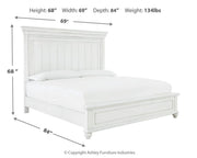 Ashley Furniture Kanwyn bedroom set with a bed, nightstands, and dresser in a modern bedroom scene.