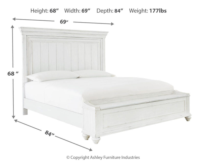 Ashley Furniture Kanwyn bedroom set featuring a bed with a wooden headboard and coordinated nightstands in a modern design.
