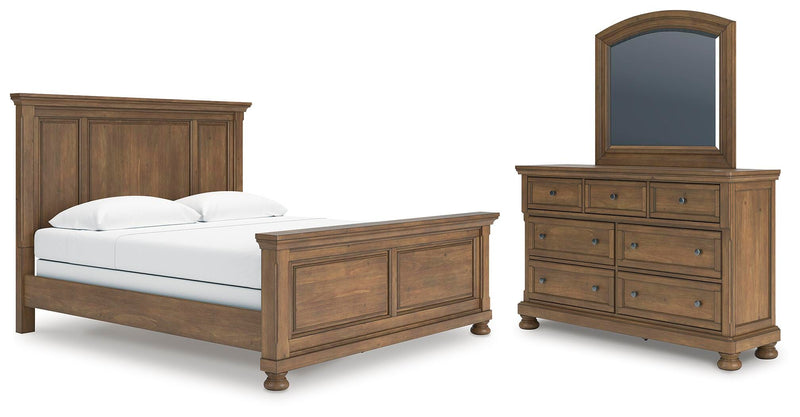 Ashley Furniture Feddinger bedroom set featuring a modern bed frame, nightstands, and matching dresser with sleek wood finish.