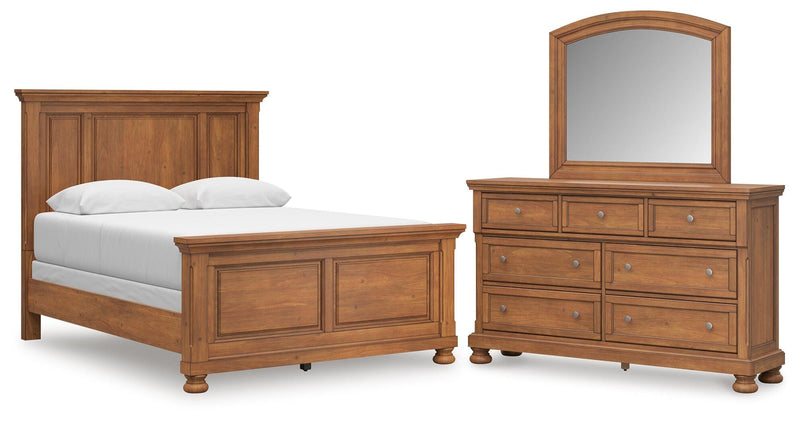 Ashley Furniture Feddinger Bedroom Set featuring a bed frame, nightstands, and dresser in a modern bedroom design.