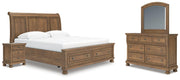 Ashley Furniture Feddinger bedroom set with matching bed frame, nightstands, and dresser in a modern bedroom setting.