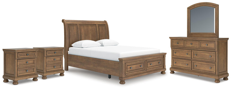 Ashley Furniture Feddinger bedroom set with a bed, nightstands, and dresser in a modern bedroom scene.