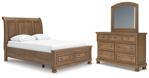 Ashley Furniture Feddinger bedroom set with a modern bed frame, matching nightstands, and dresser in a stylish bedroom display
