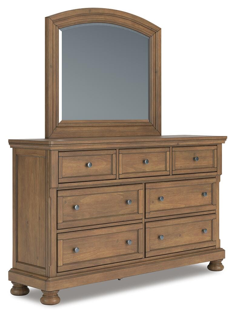 Ashley Furniture Feddinger bedroom set featuring a bed with a headboard, nightstands, and matching dressers in a modern design.