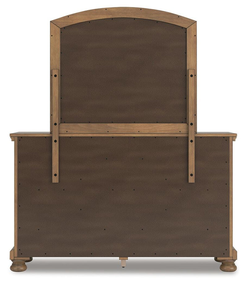 Ashley Furniture Feddinger bedroom set including a bed, dresser, and nightstands with a modern design and neutral finish.