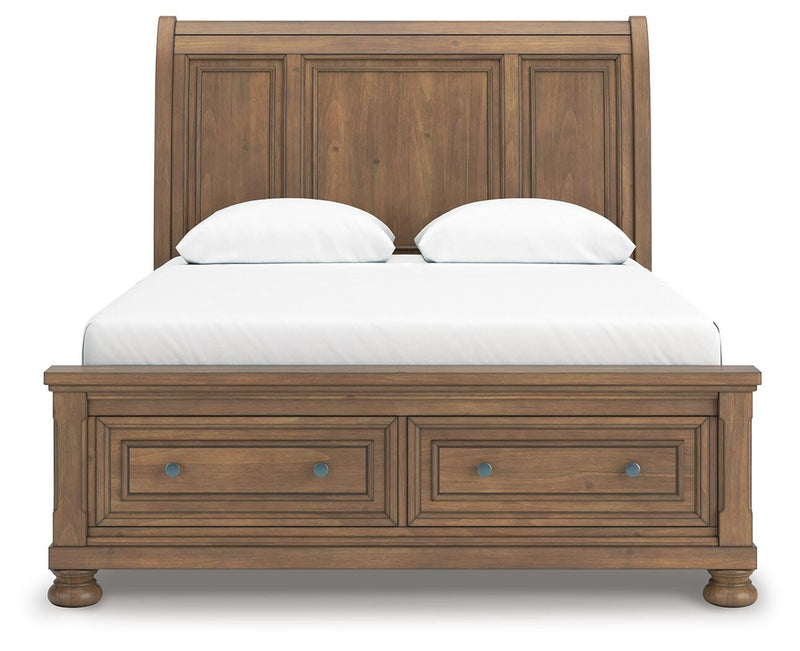 Ashley Furniture Feddinger bedroom set with a headboard, nightstands, and matching pieces in a modern bedroom decor setting.