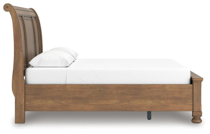 Ashley Furniture Feddinger bedroom set with matching bed frame, nightstands, and dresser, showcasing a modern bedroom furniture design.