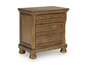 Ashley Furniture Feddinger bedroom set with a bed, nightstands, and dresser in a modern design, shown from an angled closed view.