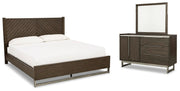 Ashley Furniture Arkenton King Bedroom Set with matching bed frame, nightstands, and dresser in a modern bedroom layout.