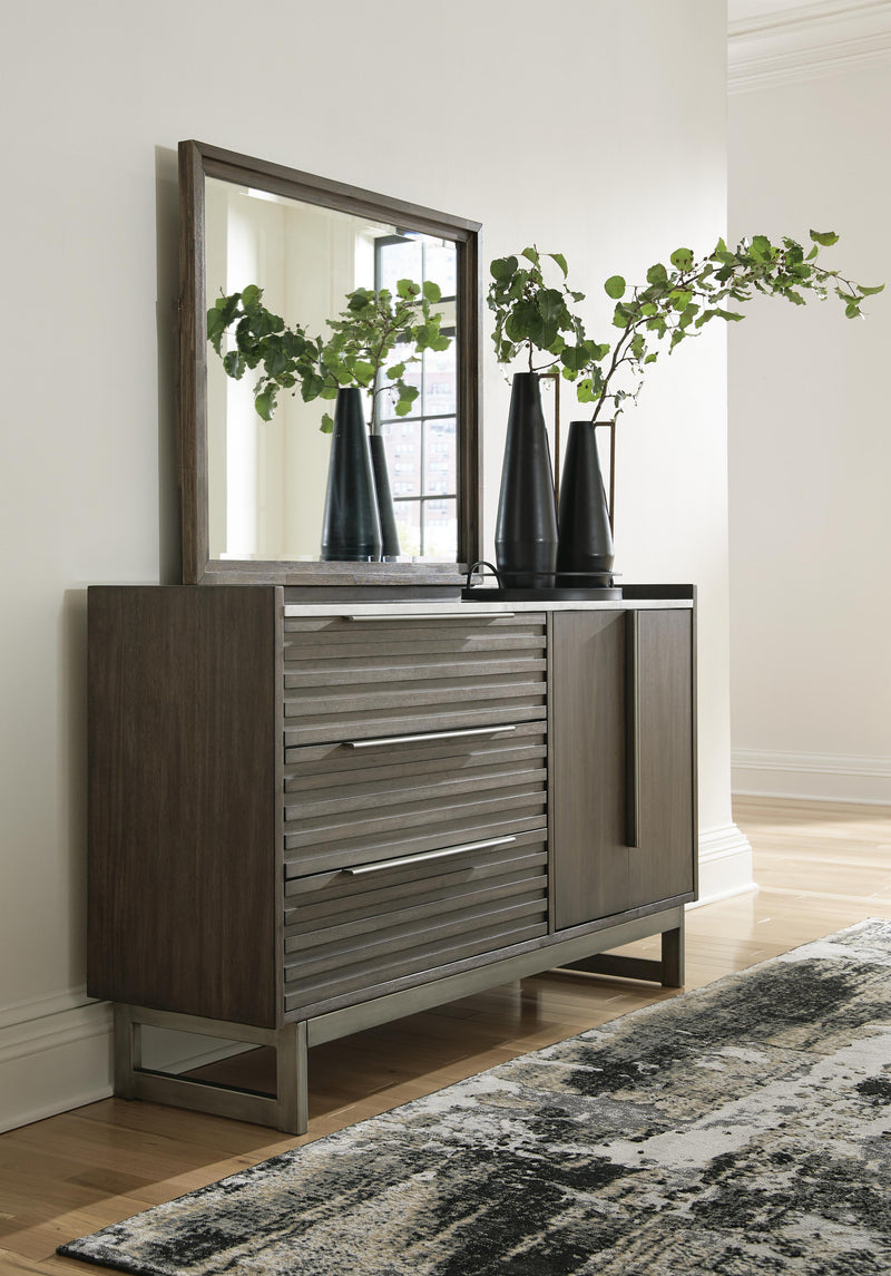 Ashley Furniture Arkenton King Bedroom Set with matching bed frame, dresser, and nightstands in a classic bedroom furniture style.