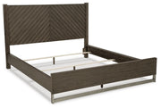 Ashley Furniture Arkenton King Bedroom Set with a stylish bed frame and matching nightstands, shown from an angled view.