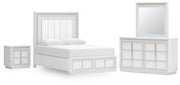 Ashley Furniture Chalanna bedroom set with a bed, nightstands, and dresser in a modern bedroom scene.