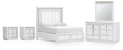 Ashley Furniture Chalanna bedroom set featuring a modern bed frame, matching nightstands, and a stylish dresser in a cozy bedroom scene.