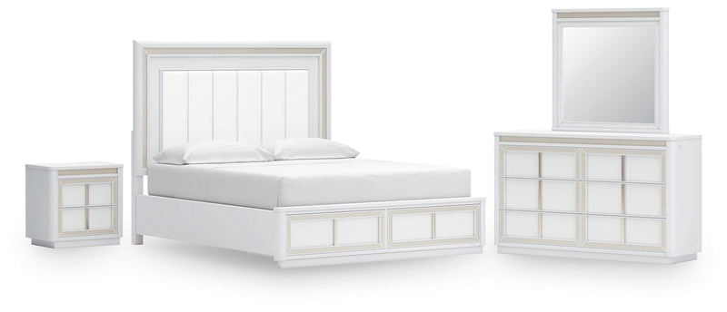 Ashley Furniture Chalanna bedroom set with a modern bed frame, matching nightstands, and coordinated bedroom furniture in a stylish design.