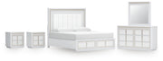 Ashley Furniture Chalanna bedroom set including a bed, nightstands, and dresser with modern wood finish and stylish hardware.