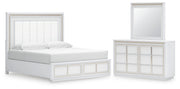Ashley Furniture Chalanna bedroom set with a modern bed frame, matching nightstands, and a stylish dresser in a cozy bedroom scene.