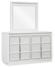 Ashley Furniture Chalanna bedroom set with a modern bed frame and matching nightstands, shown from an angled view.