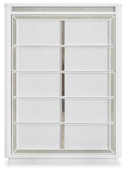 Ashley Furniture Chalanna Chest of Drawers showing a sleek wood finish with multiple drawers and modern hardware.