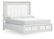 Ashley Furniture Chalanna bedroom set with a bed, nightstands, and dresser in a modern bedroom arrangement.
