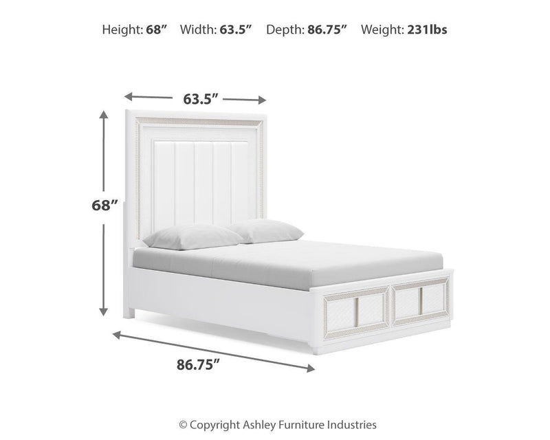 Ashley Furniture Chalanna bedroom set featuring a bed with a paneled headboard, matching nightstands, and coordinated bedroom furniture.