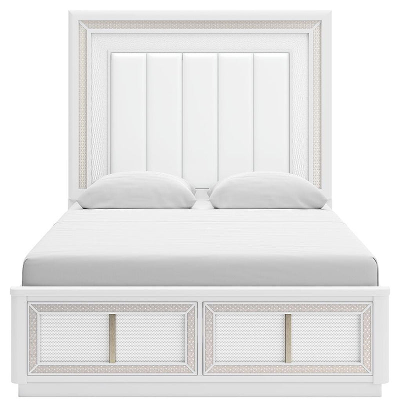 Ashley Furniture Chalanna bedroom set featuring a stylish bed frame with a headboard in a modern bedroom setting.