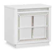 Ashley Furniture Chalanna Bedroom Set featuring a bed, nightstands, and dresser in a modern bedroom arrangement.