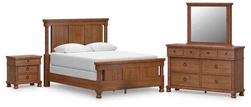 Ashley Furniture Rowlenstown bedroom set with bed frame, dresser, and nightstands in a modern bedroom design.