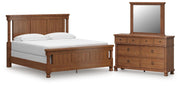 Ashley Furniture Rowlenstown bedroom set, featuring a stylish bed frame, matching nightstands, and dresser in a modern design.