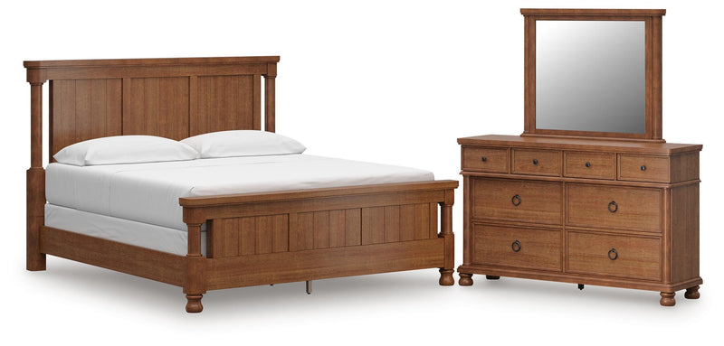 Ashley Furniture Rowlenstown bedroom set, featuring a stylish bed frame, matching nightstands, and dresser in a modern design.