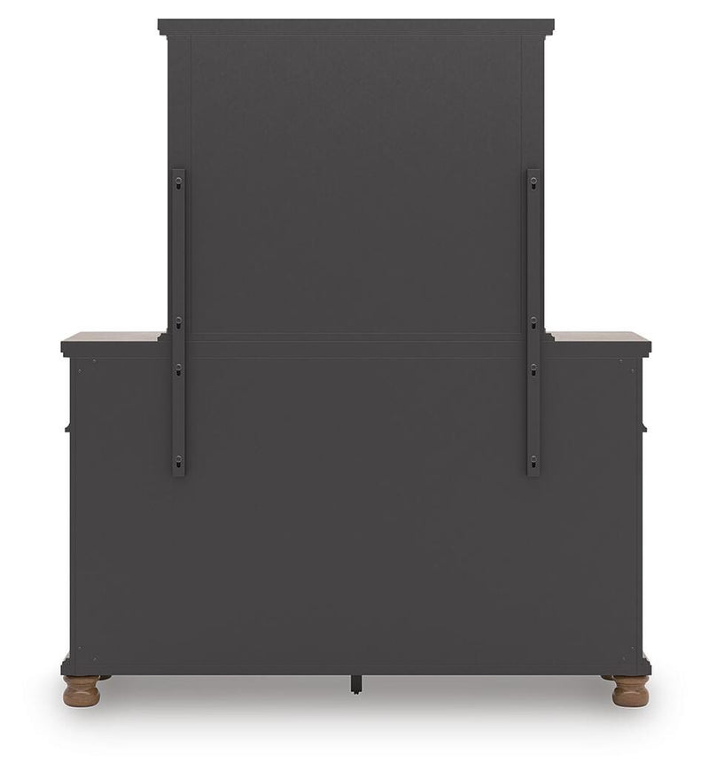 Ashley Furniture Rowlenstown bedroom set with a bed, nightstands, and dresser in a modern wood finish.