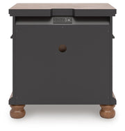 Ashley Furniture Rowlenstown bedroom set with a bed, nightstands, and dresser in a modern bedroom scene.