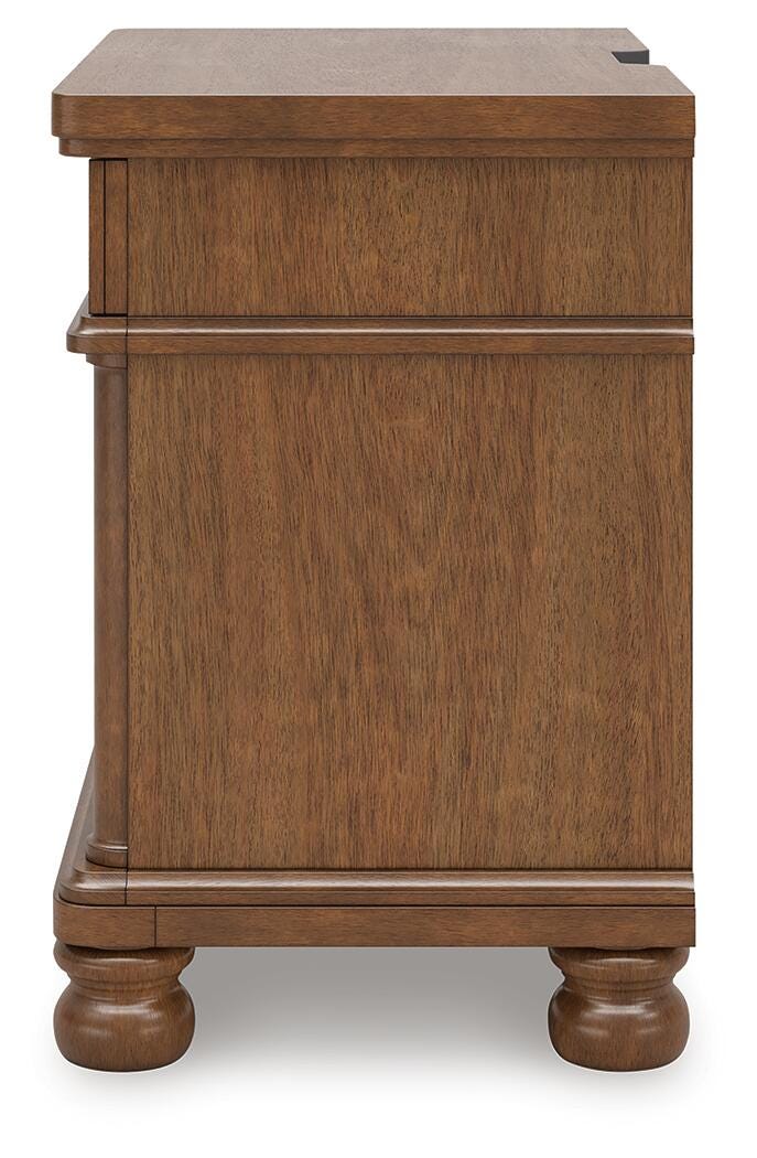Ashley Furniture Rowlenstown Bedroom Set featuring a stylish bed, matching nightstands, and coordinated bedroom furniture.