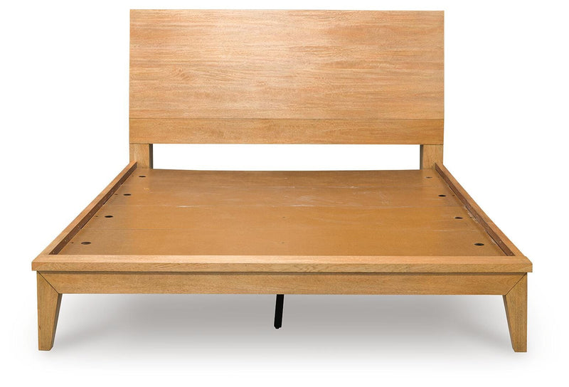 Ashley Furniture Sherbana Bed with a sleek headboard and contemporary design, shown from a front view.