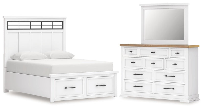 Ashley Furniture Ashbryn bedroom set featuring a bed frame, matching nightstands, and dresser in a modern bedroom design.