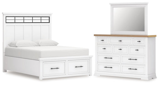 Ashley Furniture Ashbryn bedroom set featuring a bed frame, matching nightstands, and dresser in a modern bedroom design.
