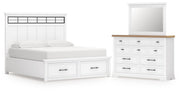 Ashley Furniture Ashbryn bedroom set with a queen-sized bed, matching nightstands, dresser, and mirror in a modern bedroom design.
